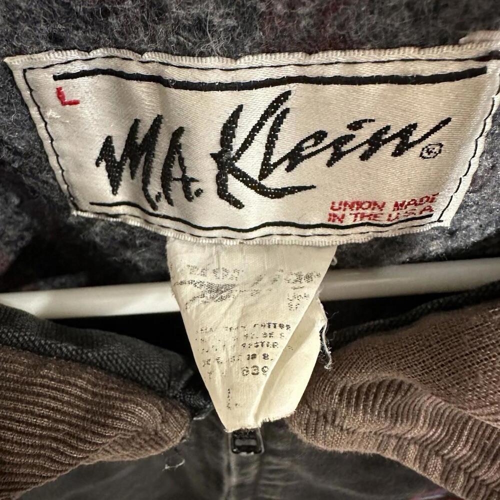 Vintage MA Klein Detroit Jacket Mens L Faded Black Full Zip Blanket Lined Duck - Picture 4 of 9